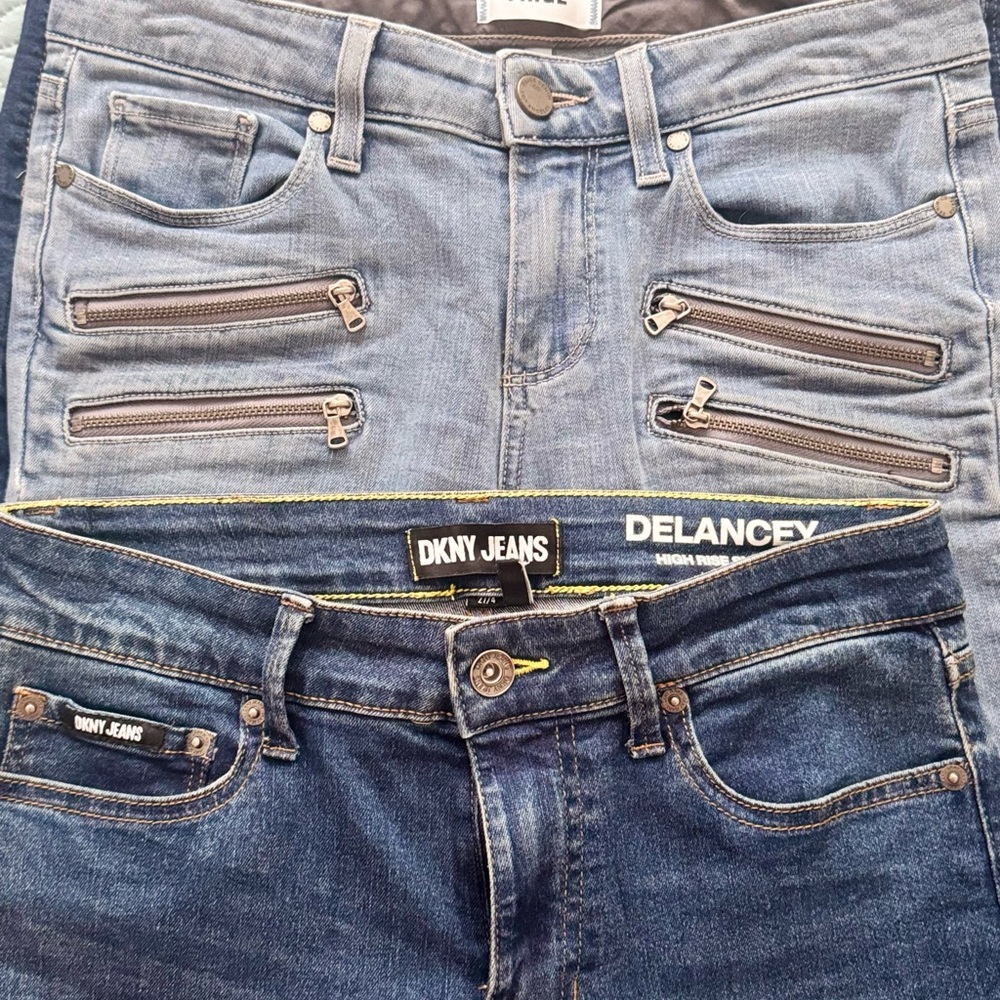 PAIGE Blue Skinny Jeans with Edgy Zipper Design